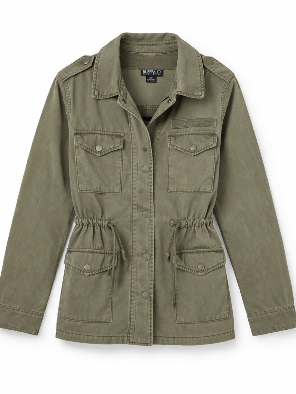 Buffalo David Bitton Utility Jacket Olive Safari Military Style Oversized Small